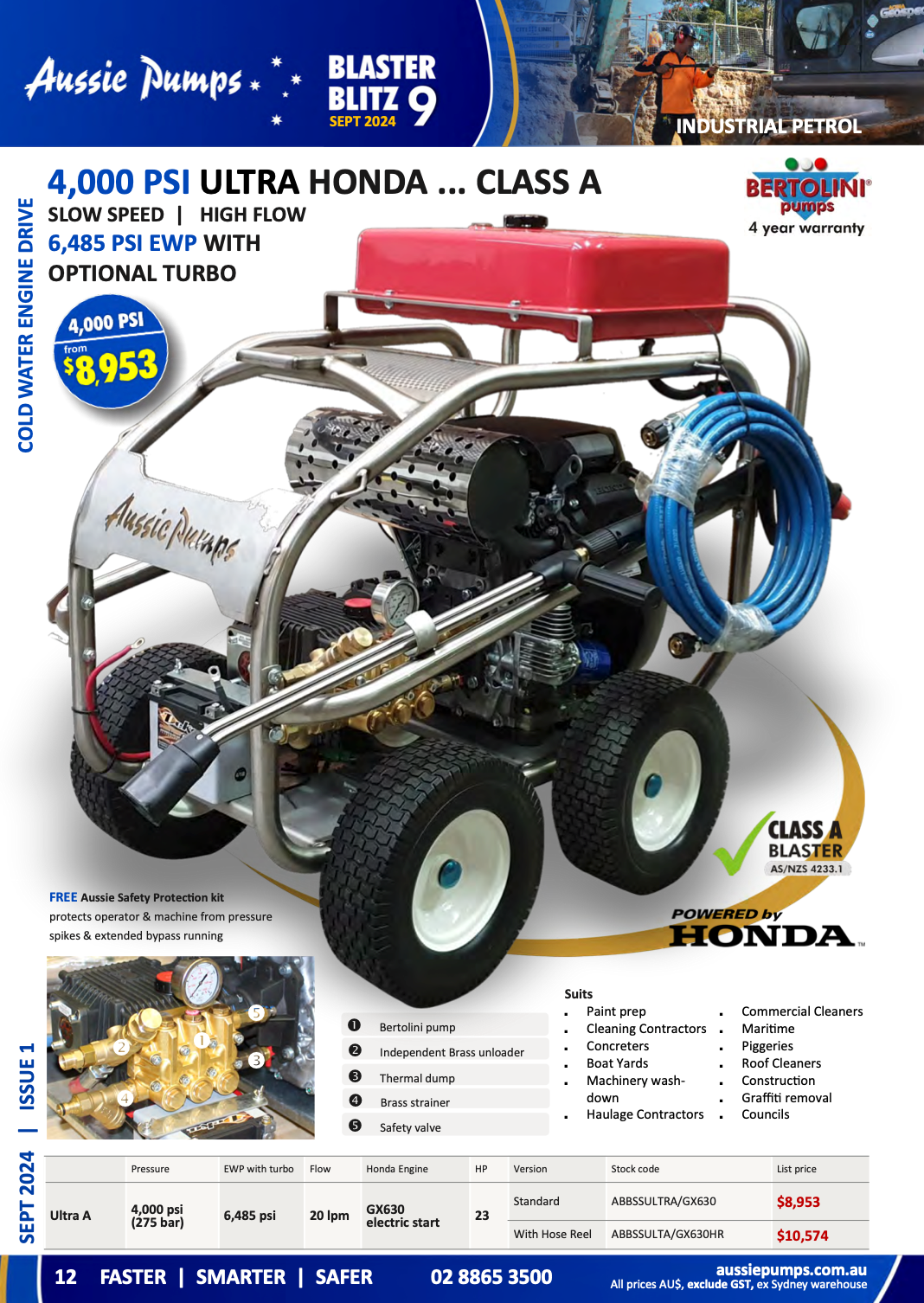 Aussie Pumps Scud Series Industrial Cold Water Blaster