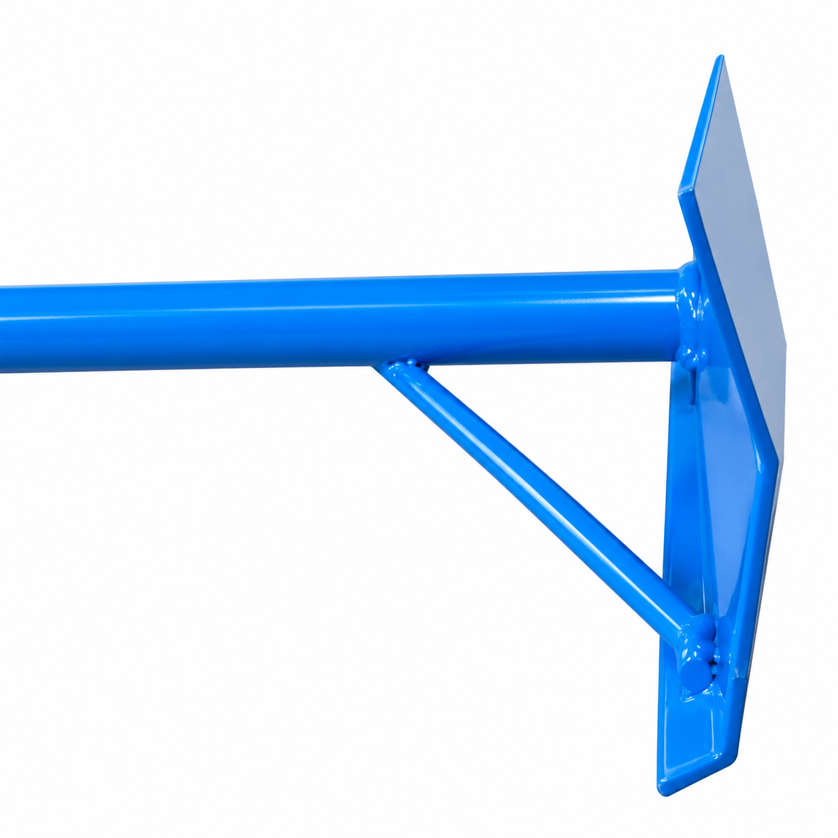 Betonelli blue concrete rake side view showing blade profile and support brace