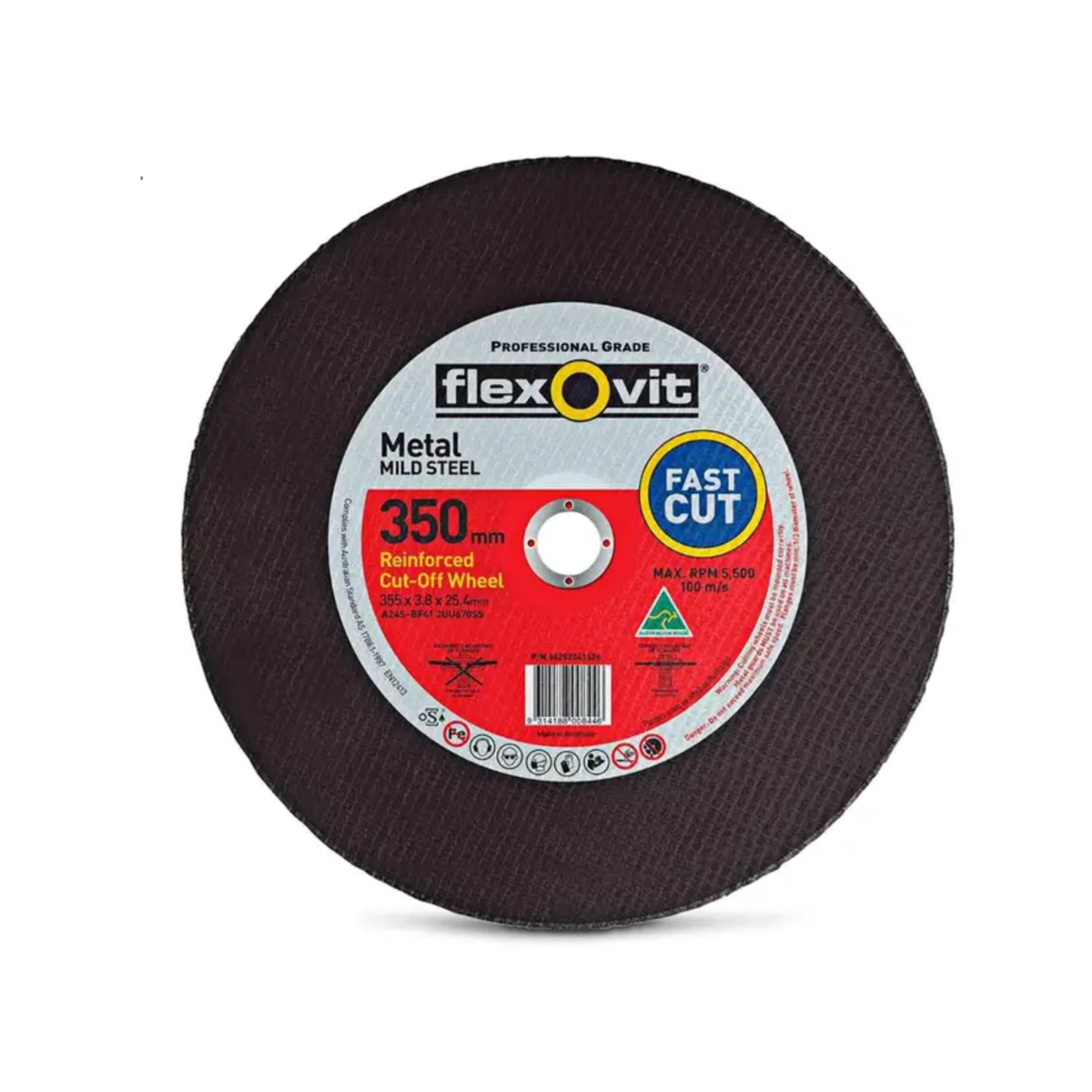 FLEXOVIT 356 X 3.8 X 25.4MM Metal Cut Off Disc - High Speed