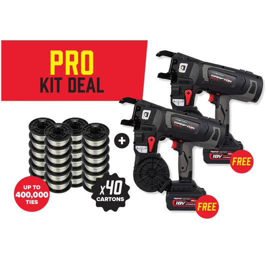 RAPIDTOOL WRAPTOR Pro Kit Package Deal - 2 FREE WRAP-44 + 40 Tie Wire Cartons