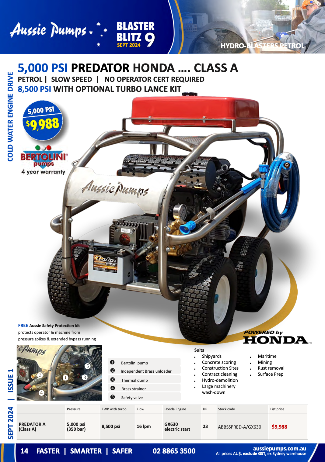 Aussie Pumps Scud Series Industrial Cold Water Blaster
