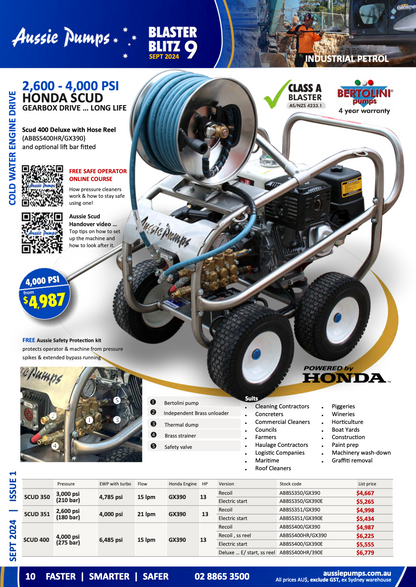 Aussie Pumps Scud Series Industrial Cold Water Blaster