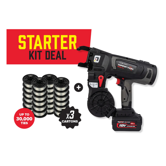 RAPIDTOOL WRAPTOR Starter Kit Package Deal - WRAP-44 + 3 Tie Wire Cartons