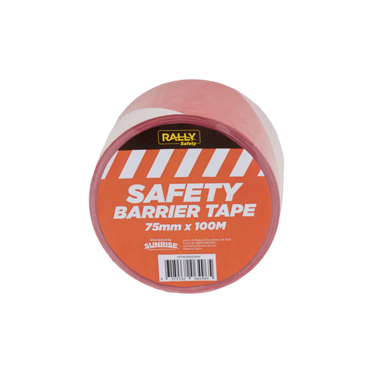 Rally Safety Barrier Tape - Red & White 75mm x 100m
