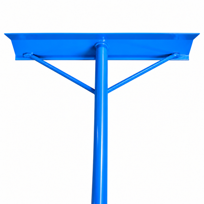 Blue Betonelli concrete rake with braced head and handle extending beyond frame