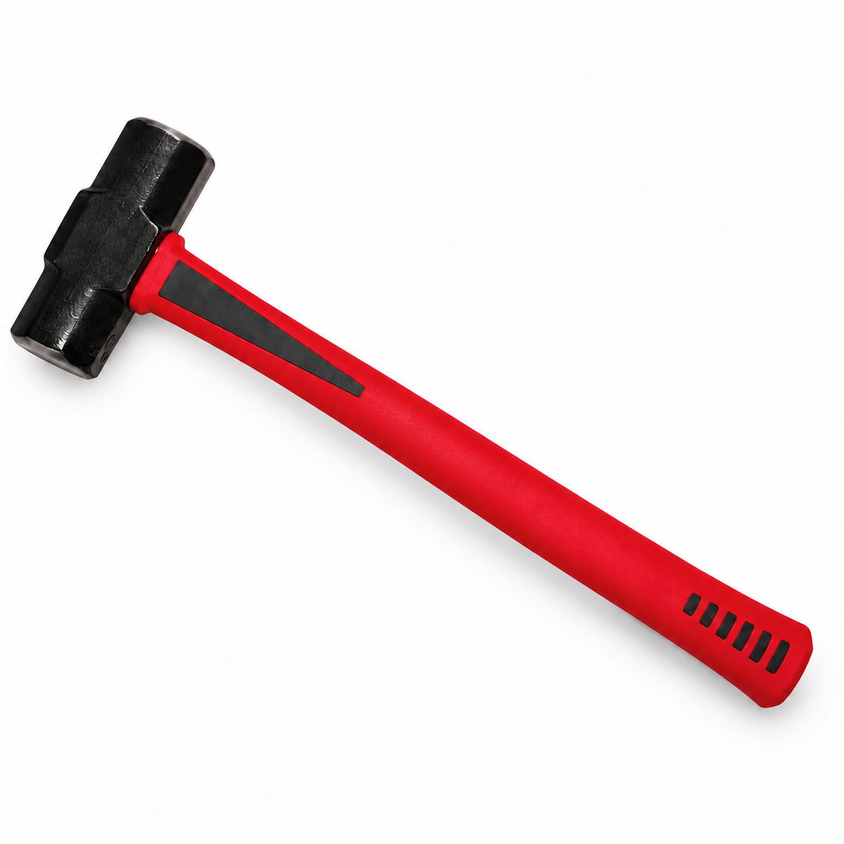 WASP DH4F sledge hammer with red fibreglass handle and black forged head on white background